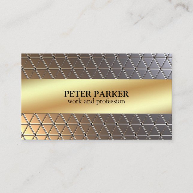  Geometric Metallic Triangle Pattern Business Card (Front)