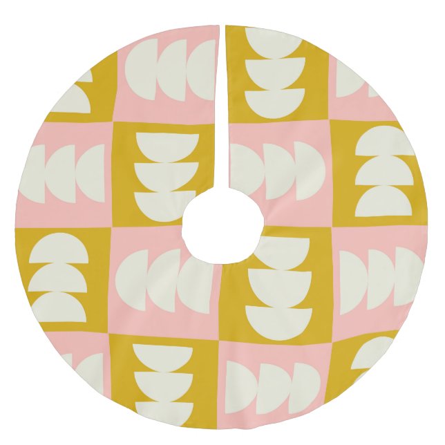 Geometric Mid-Century Modern Retro Pattern Brushed Polyester Tree Skirt (Front)