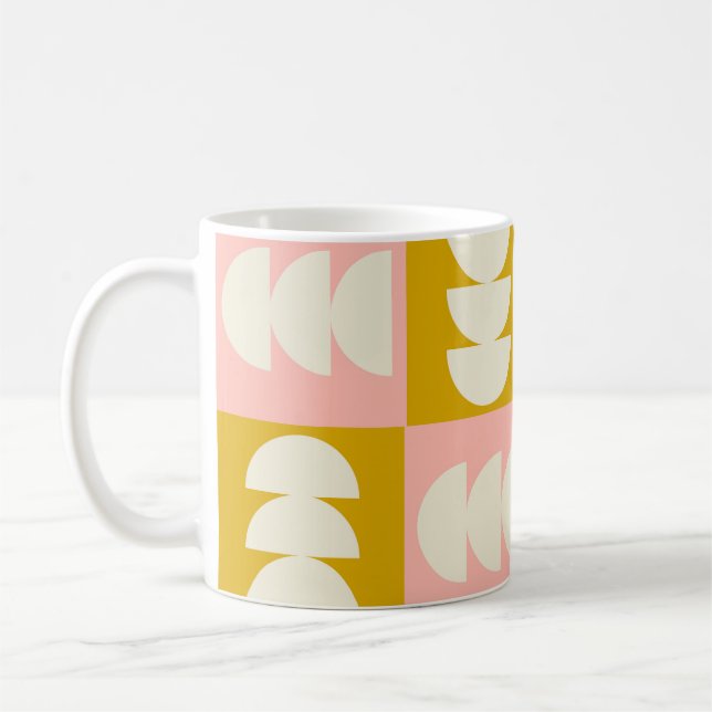 Geometric Mid-Century Modern Retro Pattern Coffee Mug (Left)