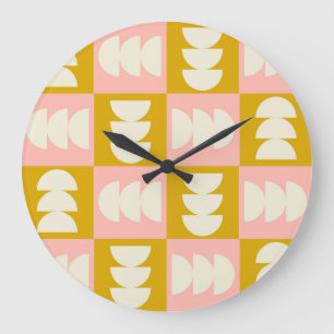 Geometric Mid-Century Modern Retro Pattern Large Clock