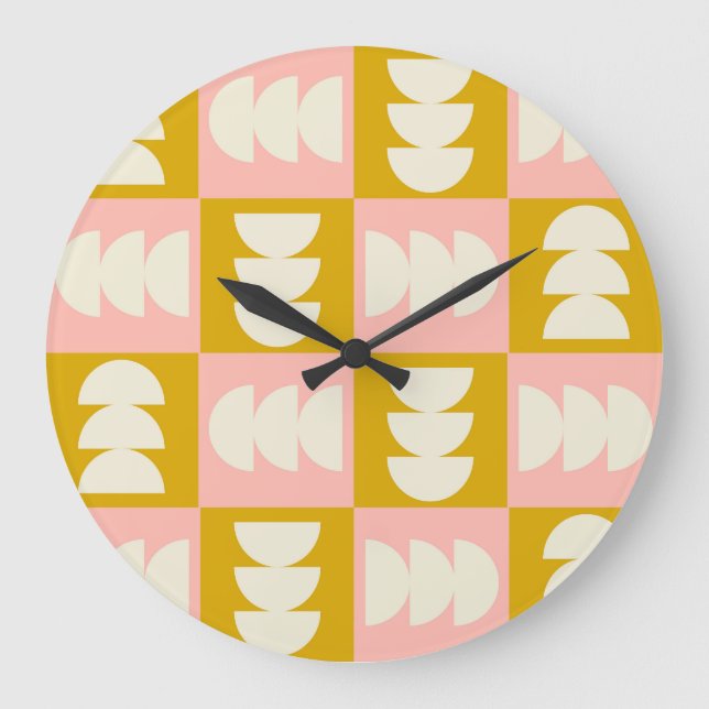 Geometric Mid-Century Modern Retro Pattern Large Clock (Front)