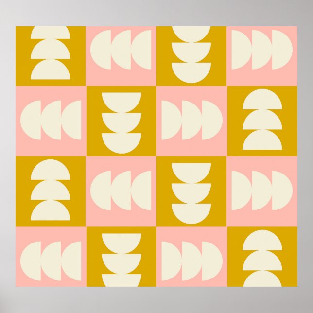 Geometric Mid-Century Modern Retro Pattern Poster (Front)