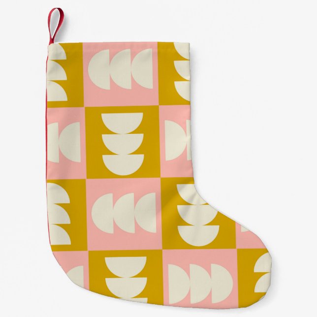 Geometric Mid-Century Modern Retro Pattern Small Christmas Stocking (Front)