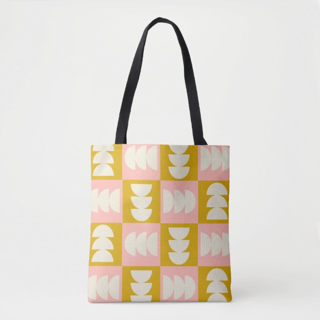 Geometric Mid-Century Modern Retro Pattern Tote Bag (Front)