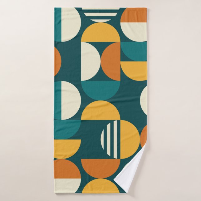 Geometric mid-century modern seamless pattern - 60 bath towel (Bath Towel)