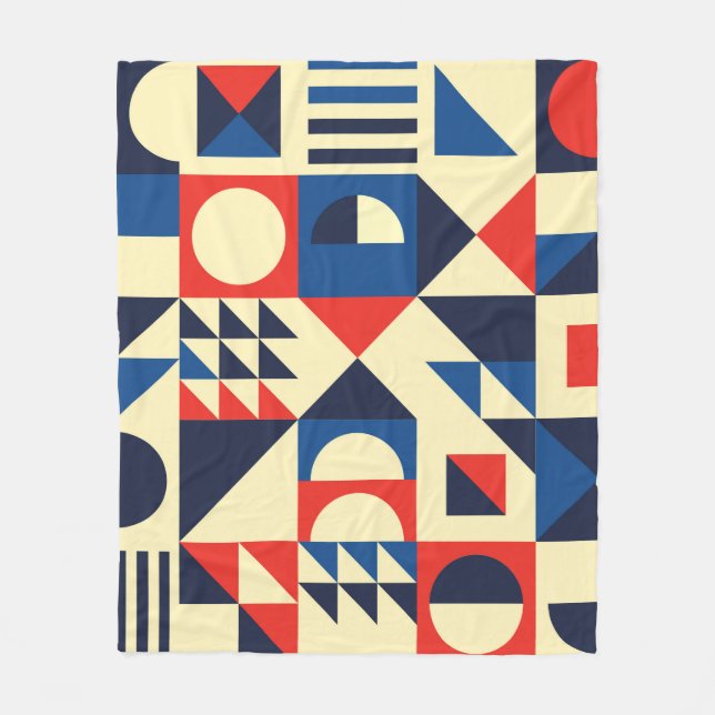 Geometric mid-century modern seamless pattern - 60 fleece blanket (Front)