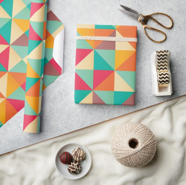 Geometric Mid Century Retro Trendy Colourful  Wrapping Paper (Crafts)