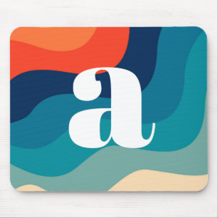 Geometric Mid Century Retro Waves Rainbow Trendy   Mouse Pad