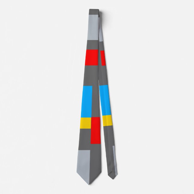 Geometric Minimal Bauhaus Style Colour Composition Tie (Front)