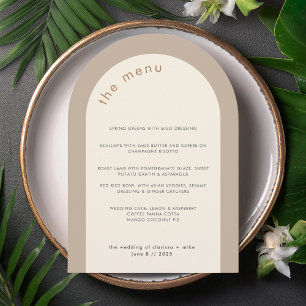 Geometric Minimal Neutral Arch Wedding Menu Card