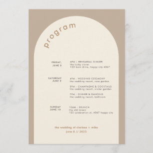 Geometric Minimal Sand Arch Wedding Timeline Program