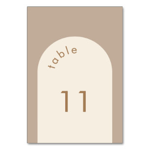 Geometric Minimal Sand Beige Arch Wedding  Table Number