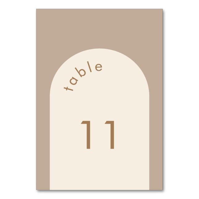 Geometric Minimal Sand Beige Arch Wedding  Table Number (Front)