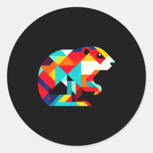 Geometric Minimalism Modern Illustration Groundhog Classic Round Sticker