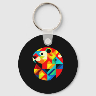 Geometric Minimalism Modern Illustration Groundhog Key Ring