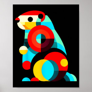 Geometric Minimalism Modern Illustration Groundhog Poster