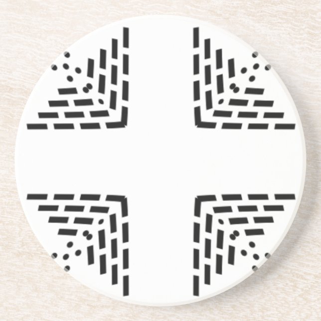 Geometric minimalist design black and white coaster (Front)