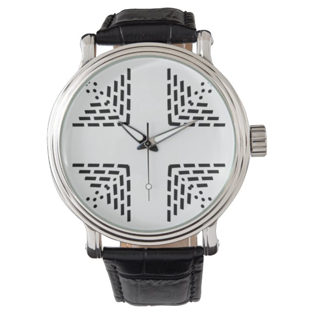 Geometric minimalist design black and white watch (Front)