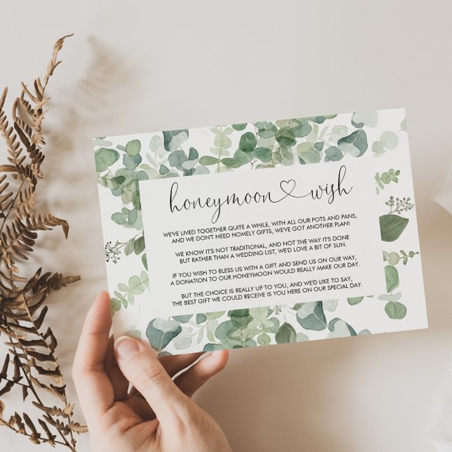 Geometric Minimalist Eucalyptus Honeymoon Wish   Enclosure Card (Creator Uploaded)