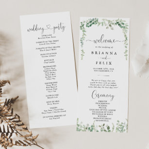 Geometric Minimalist Eucalyptus Wedding Program