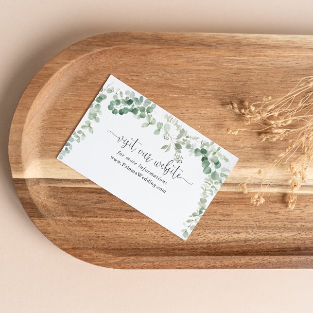 Geometric Minimalist Eucalyptus Wedding Website  Enclosure Card (Creator Uploaded)