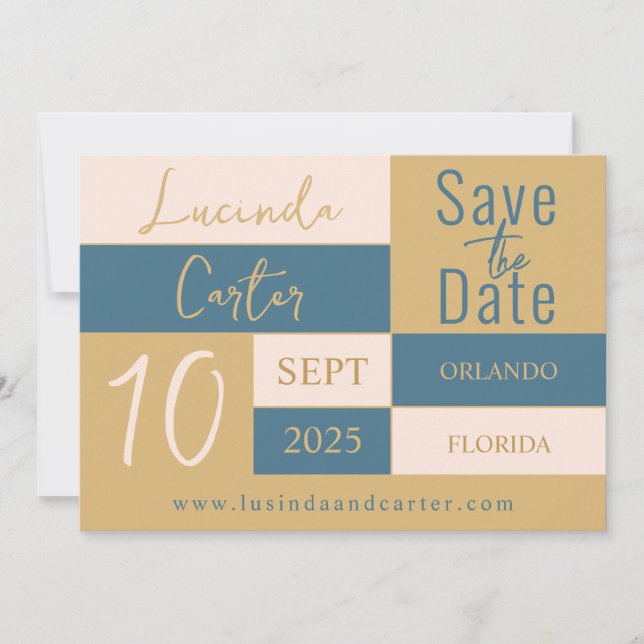 Geometric minimalist Save the Date card (Front)