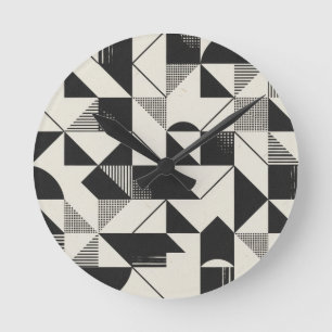 Geometric Minimalist Wall Clock – Black & White De