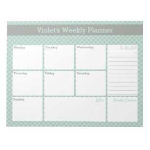 Geometric Mint & Gray Custom Weekly Planner Notepad