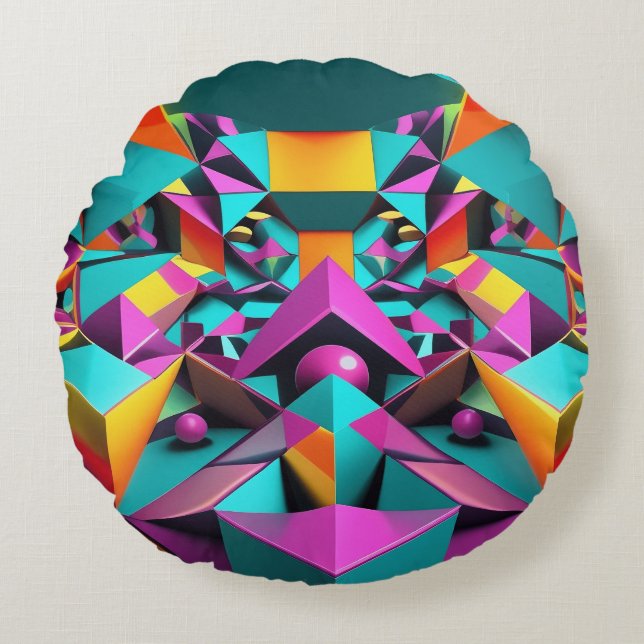 Geometric Mirror Round Cushion (Front)