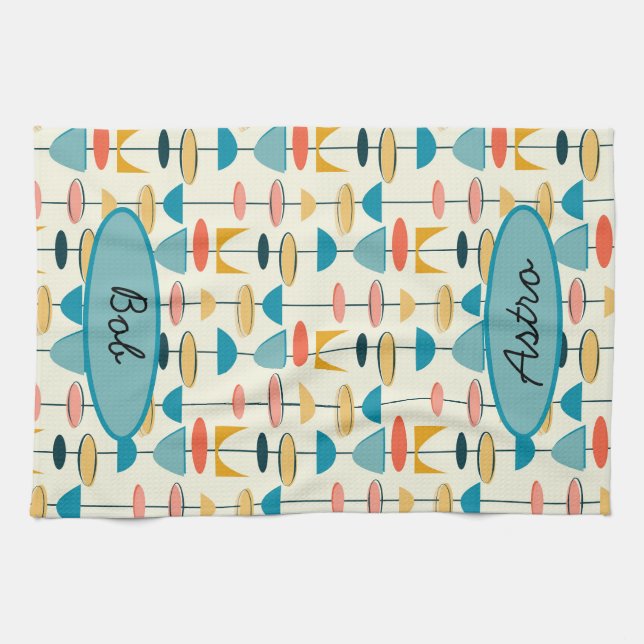 Geometric, Mod, Retro, Mid Century Modern Kitchen Tea Towel (Horizontal)