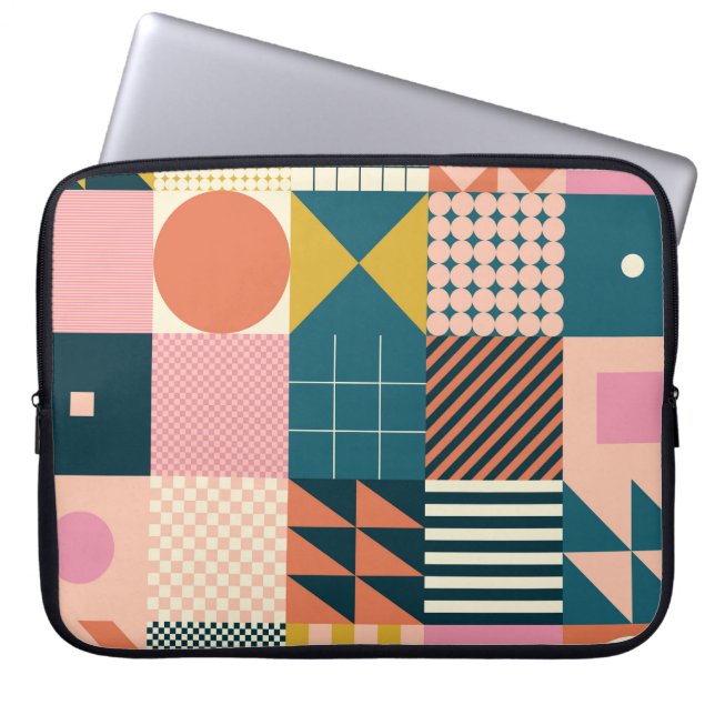 Geometric Modern Abstract: Colourful Design Laptop Sleeve (Front)