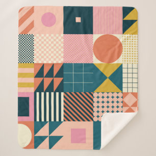 Geometric Modern Abstract: Colourful Design Sherpa Blanket