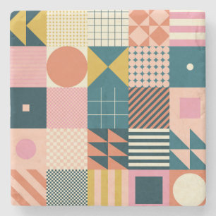 Geometric Modern Abstract: Colourful Design Stone Coaster