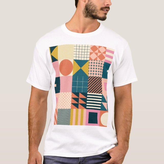Geometric Modern Abstract: Colourful Design T-Shirt (Front)