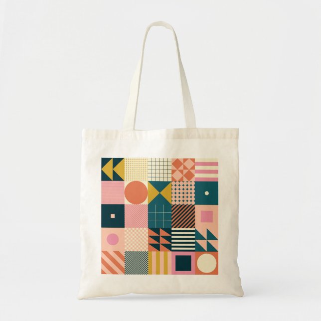 Geometric Modern Abstract: Colourful Design Tote Bag (Front)