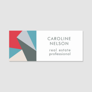 Geometric Modern Abstract Professional Real Estate Name Tag