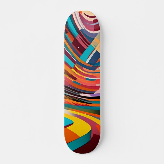 Geometric Modern Art Abstract Shapes Colourful Skateboard (Front)