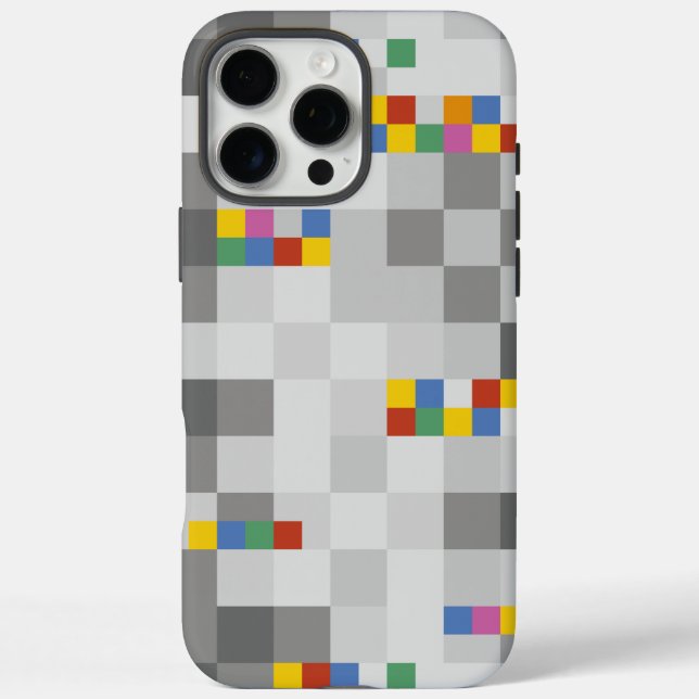 Geometric Modern Art Colour Squares Grey Pattern Case-Mate iPhone Case (Back)