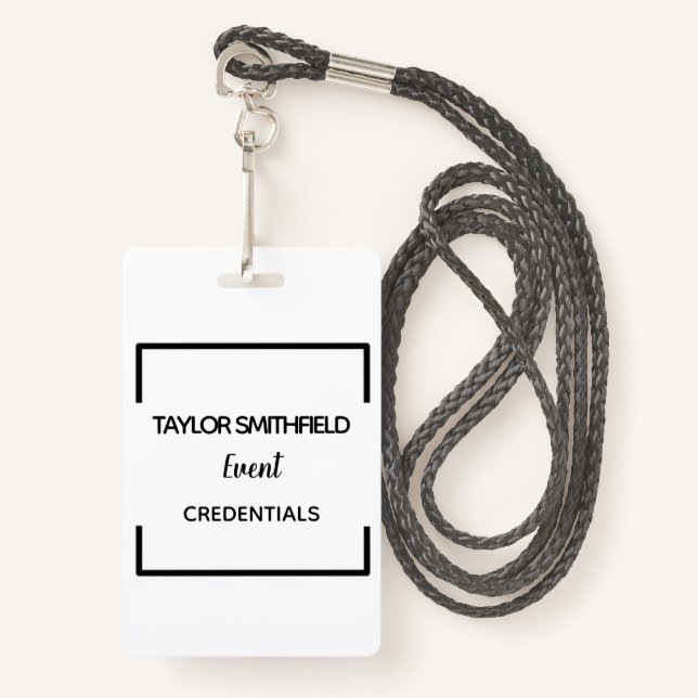 geometric modern badge VIP lanyard custom pass ID Badge (Front with Lanyard)