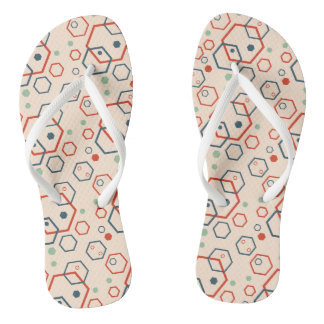 Geometric modern coloured hexagonal pattern thongs