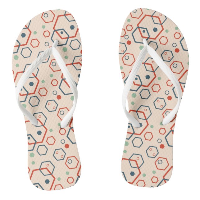 Geometric modern coloured hexagonal pattern thongs (Footbed)