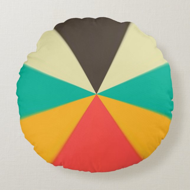 Geometric Modern Colourful Retro Colours Round Cushion (Front)
