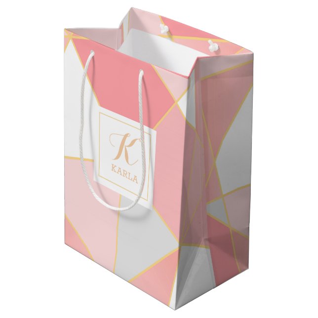 Geometric modern colourful shapes background medium gift bag (Back Angled)