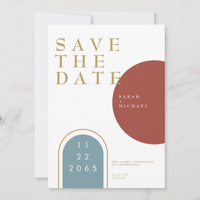 Geometric Modern Colourful Wedding Save the Date (Front)