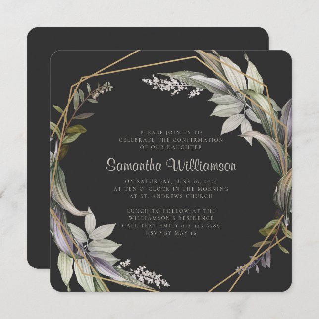 Geometric Modern Foliage Confirmation Invitation (Front/Back)