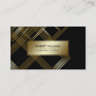 Geometric Modern Gold Faux Black Glitter Business Card