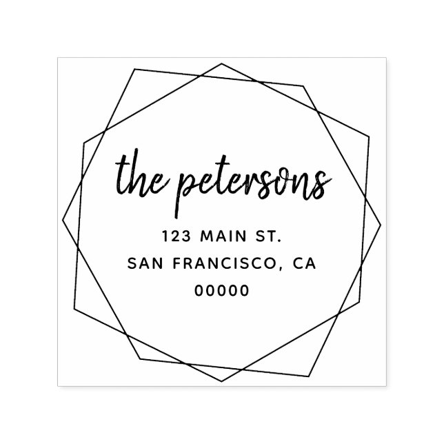 Geometric Modern Handwriting Family Name Self-inking Stamp (Design)