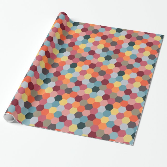 Geometric Modern Hexagon Pattern Wrapping Paper (Unrolled)