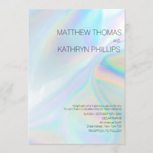 Geometric Modern Holographic Wedding Invitation