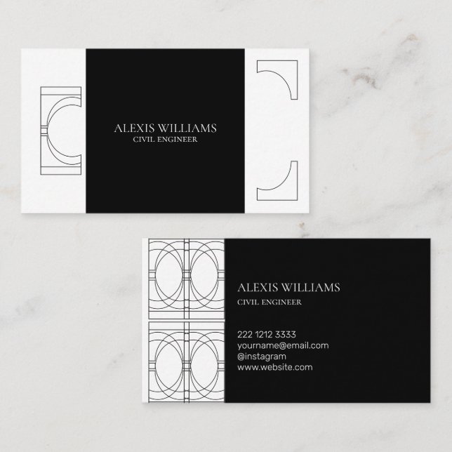 Geometric Modern Minimalist Elegant Professional Business Card (Front/Back)